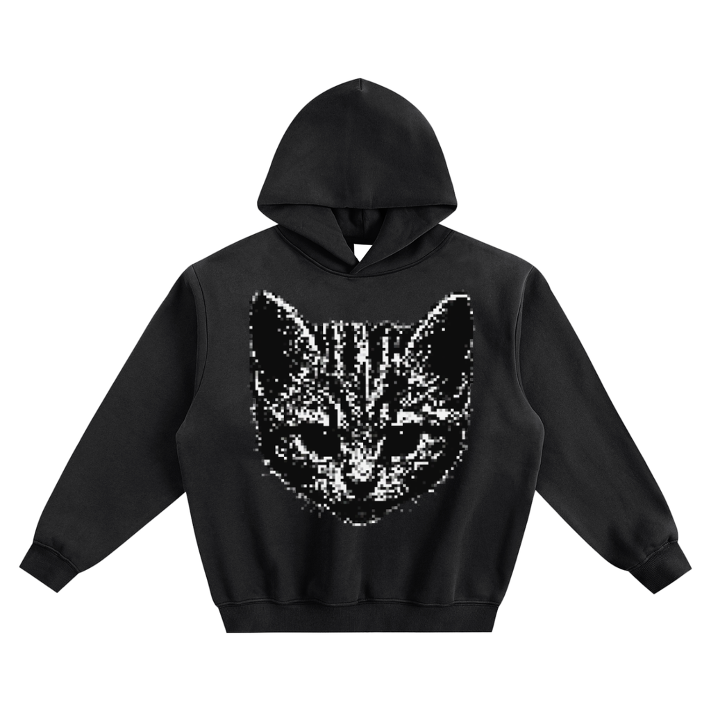 Fleeced Boxy Hoodie - Shadow Kitten