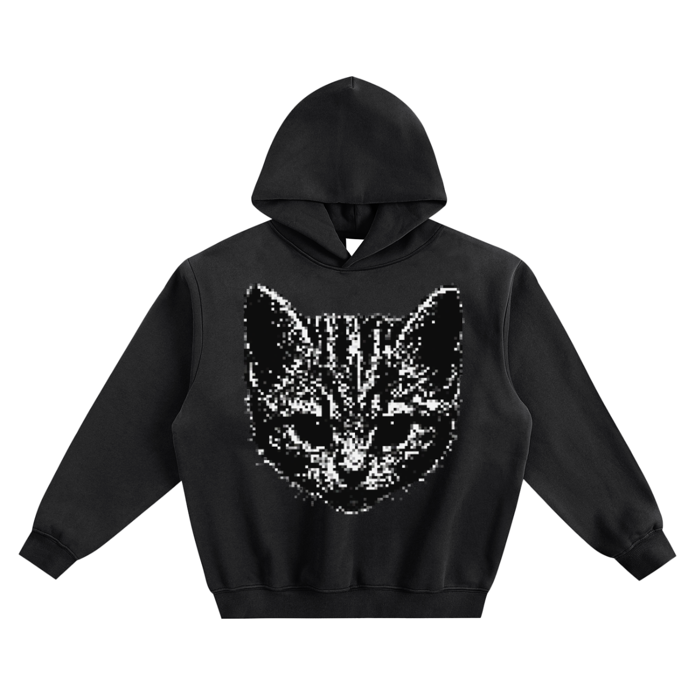 Fleeced Boxy Hoodie - Shadow Kitten