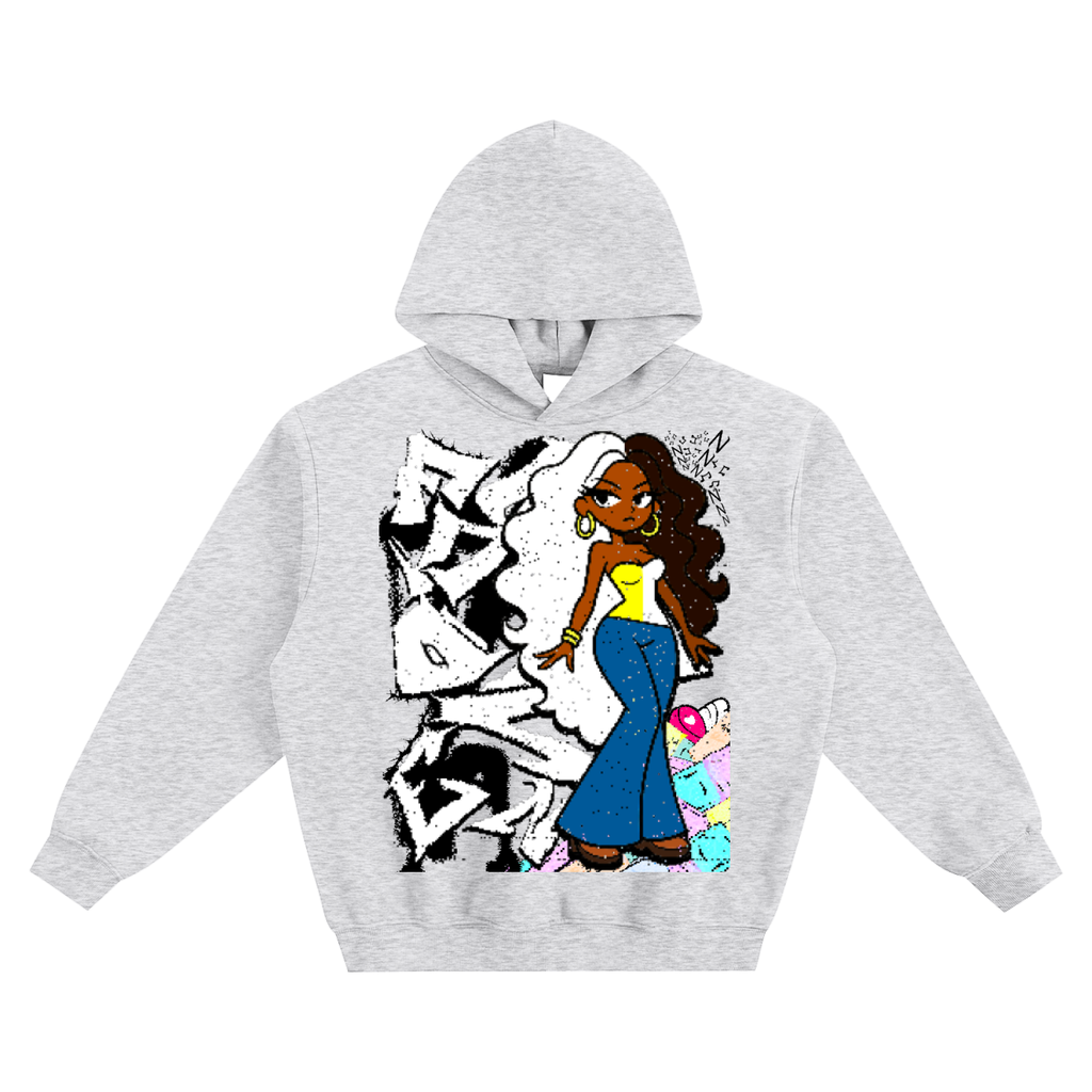 Fleeced Boxy Hoodie - Cartoon Chic