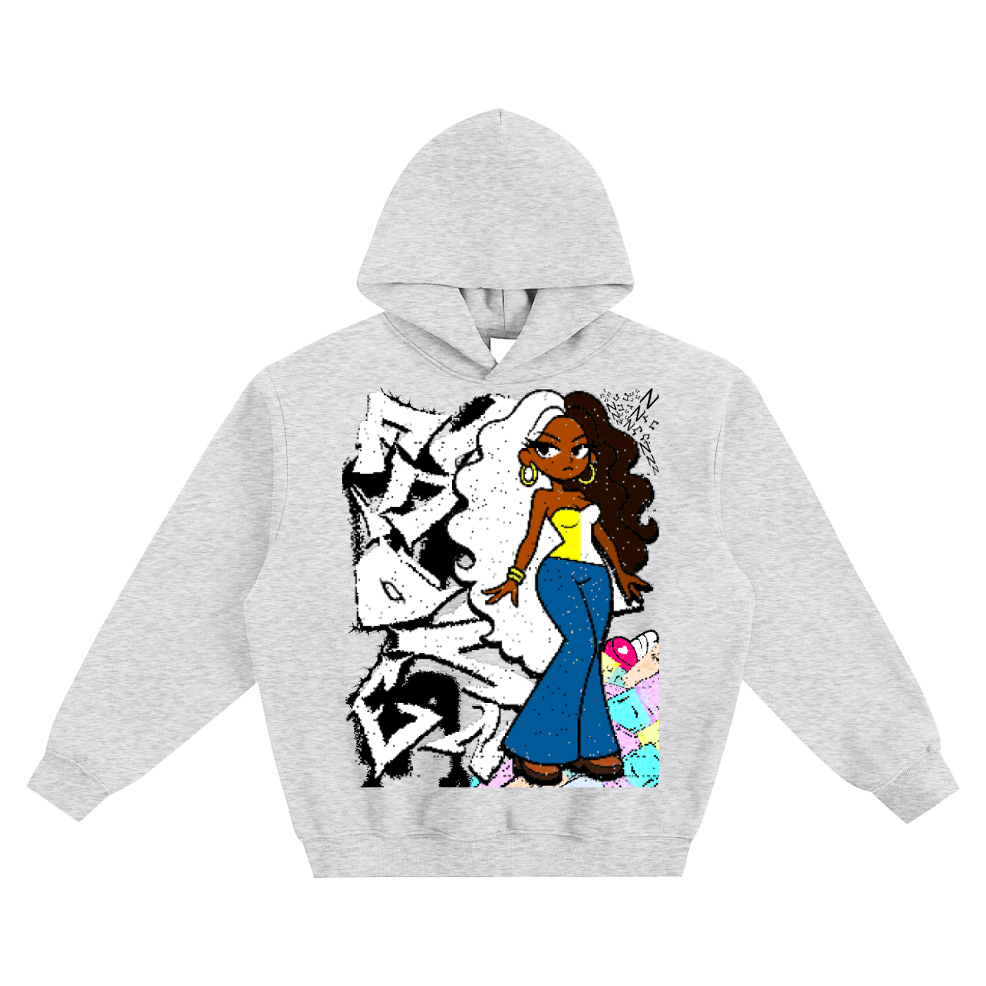 Fleeced Boxy Hoodie - Cartoon Chic