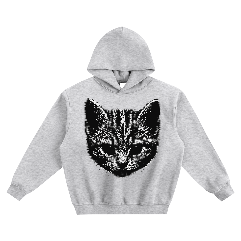 Fleeced Boxy Hoodie - Shadow Kitten