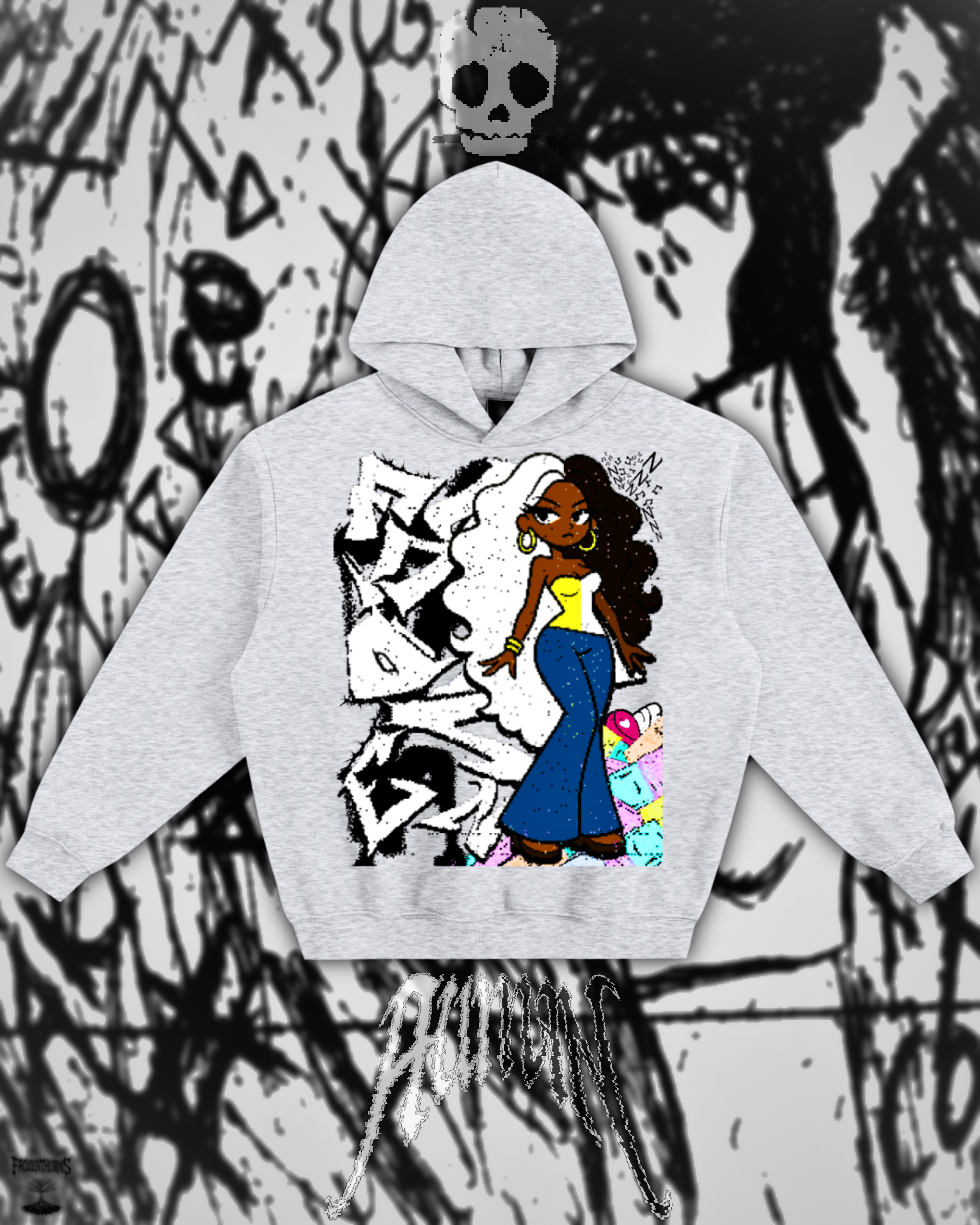 Fleeced Boxy Hoodie - Cartoon Chic