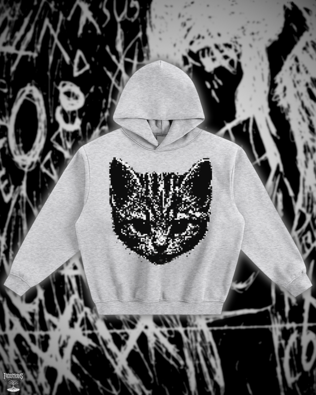 Fleeced Boxy Hoodie - Shadow Kitten