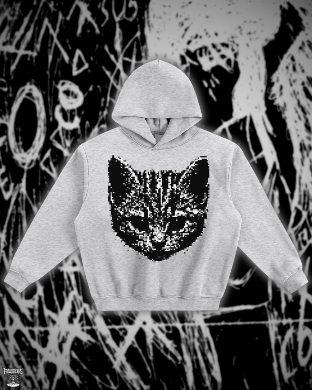 Fleeced Boxy Hoodie - Shadow Kitten