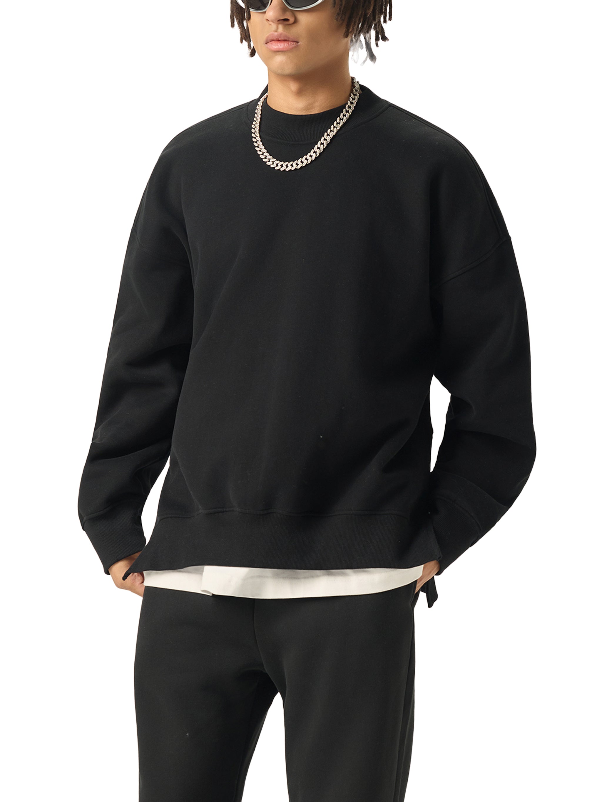 Fleece Side-Slit Sweatshirt - Echo Human