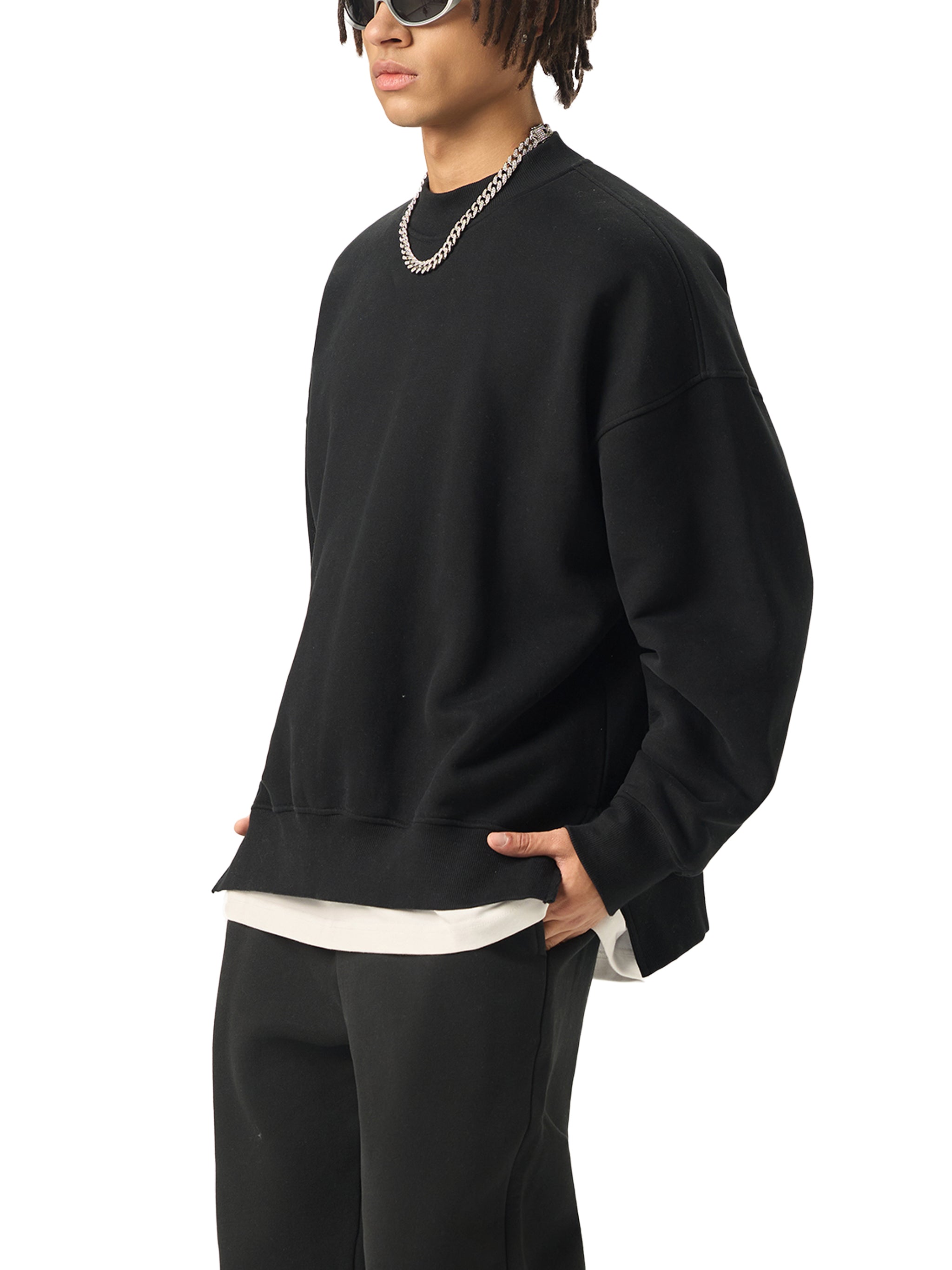 Fleece Side-Slit Sweatshirt - Echo Human