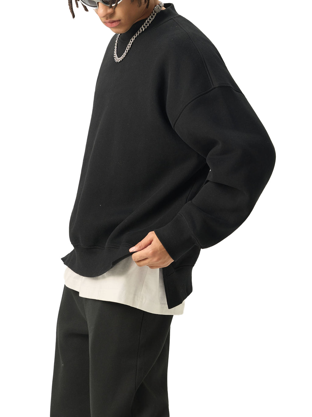 Fleece Side-Slit Sweatshirt - Echo Human