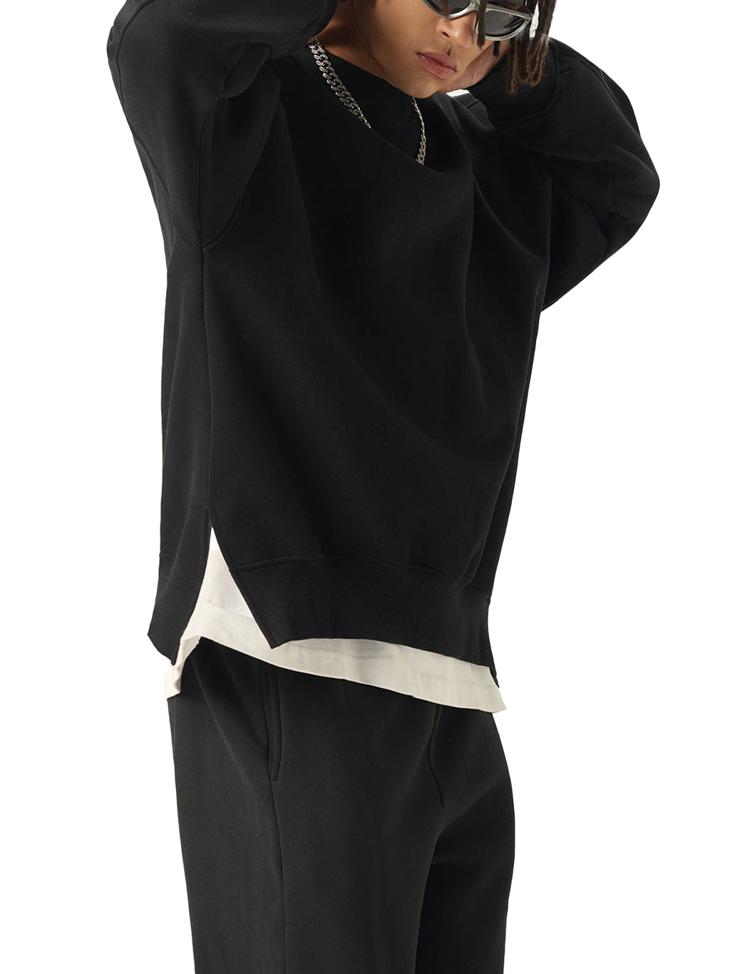 Fleece Side-Slit Sweatshirt - Echo Human